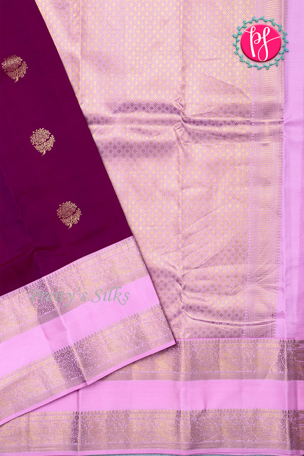 Pure Kanchipuram Silk Saree-Darkmaroon And Lightpink-PA23514