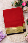 Pure Mysore Crepe Silk Saree-Red And Black-PA22436