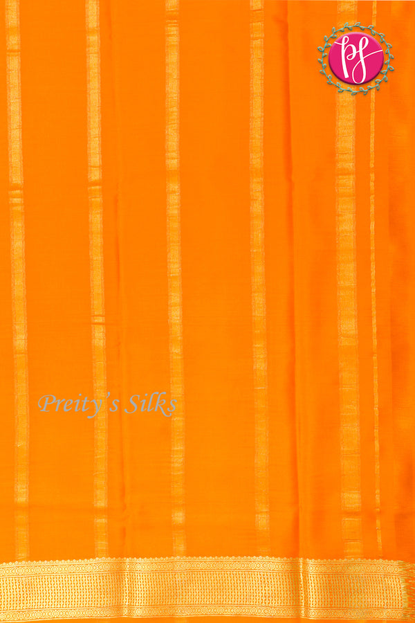 Pure Mysore Crepe Silk Saree -Black And Orange-PF82724