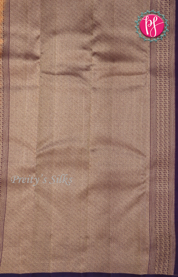 Pure Kanchipuram Silk Saree-Rust Orange With Deep Purple-PF68716