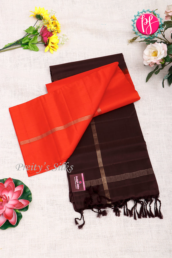Kanchipuram Soft Silk Saree-Rustorange And Brown-PA35021