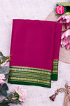 Pure Mysore Crepe Silk Saree-Magenta-rose And Bottlegreen-PA28981