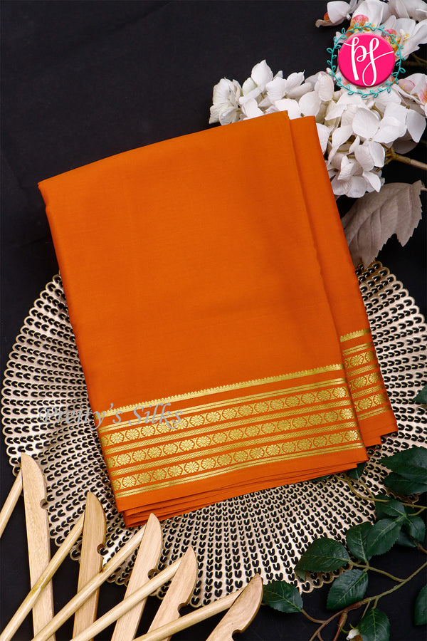 Pure Mysore Crepe Silk Saree-Orange-PA33665