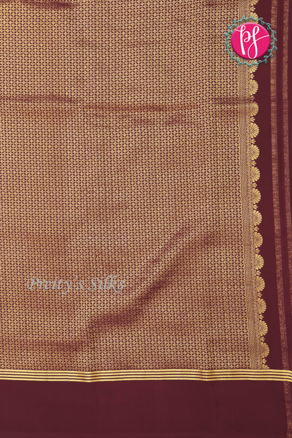 Pure Mysore Crepe Silk Saree Contrast PlainBorder -Rustorange And Maroon-PA10788