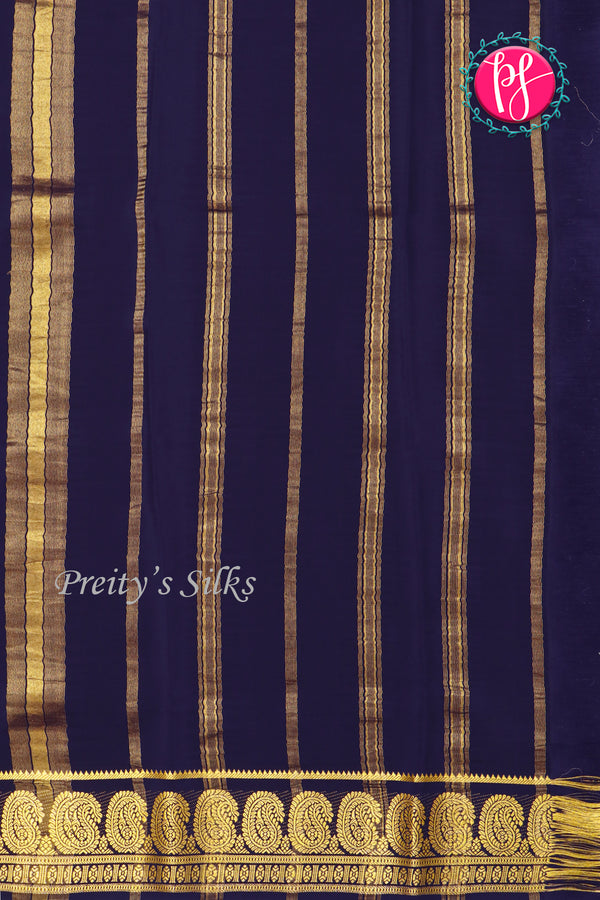 Pure Mysore Crepe Silk Saree-Navyblue-PA20648