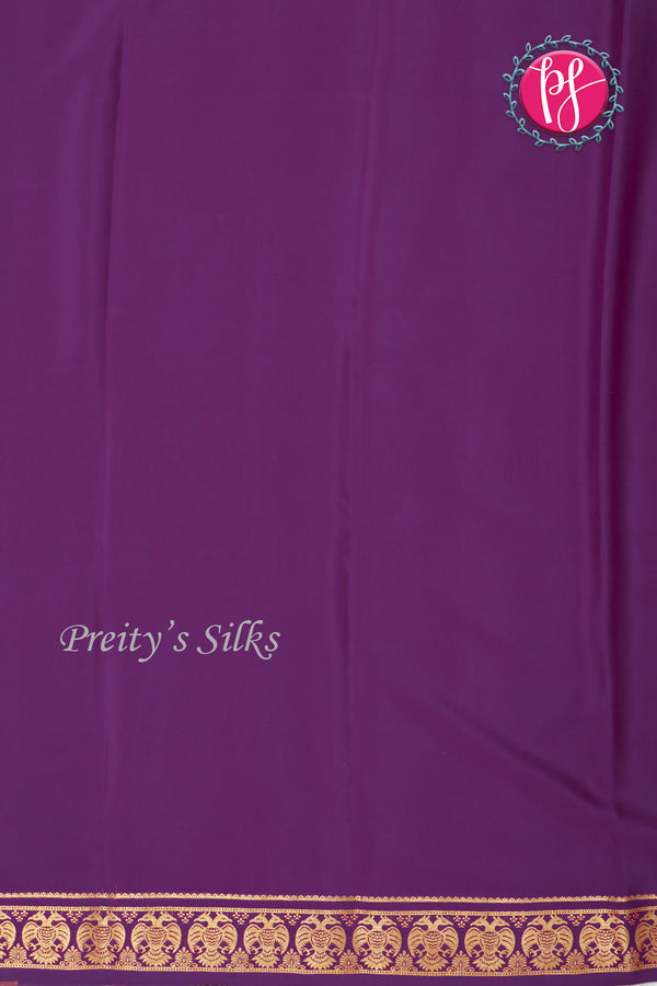 Pure Mysore Crepe Silk Saree-Gandaberunda Border-Softpink And Purple-PA19895