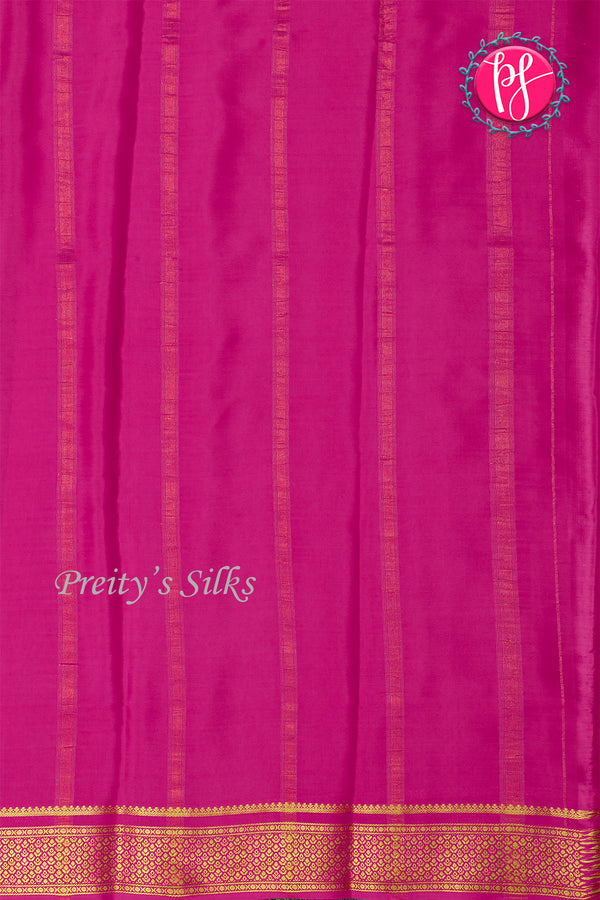 Pure Mysore Crepe Silk Saree-Mustardyellow And Pink-PA22355