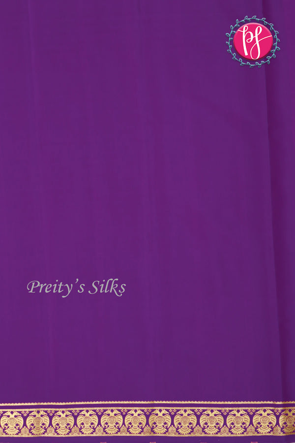 Pure Mysore Crepe Silk Saree-Gandaberunda Border-Rustorange And Purple-PA19895