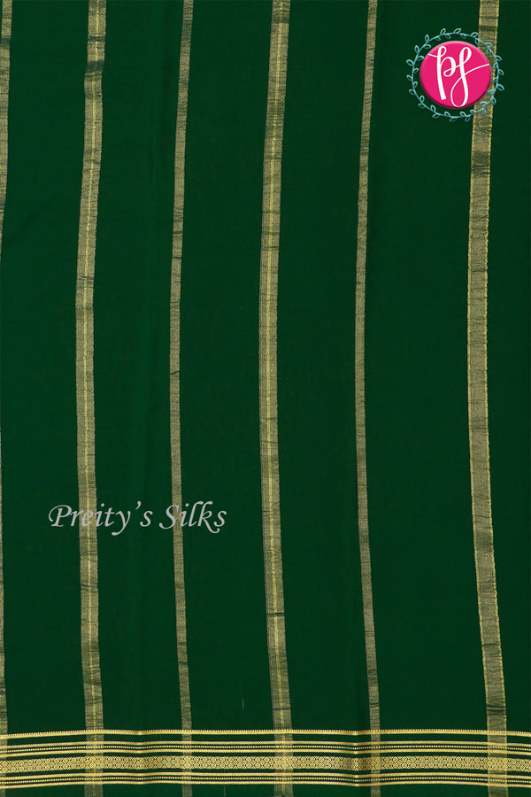 Pure Mysore Crepe Silk Saree-Bottlegreen -PA19538