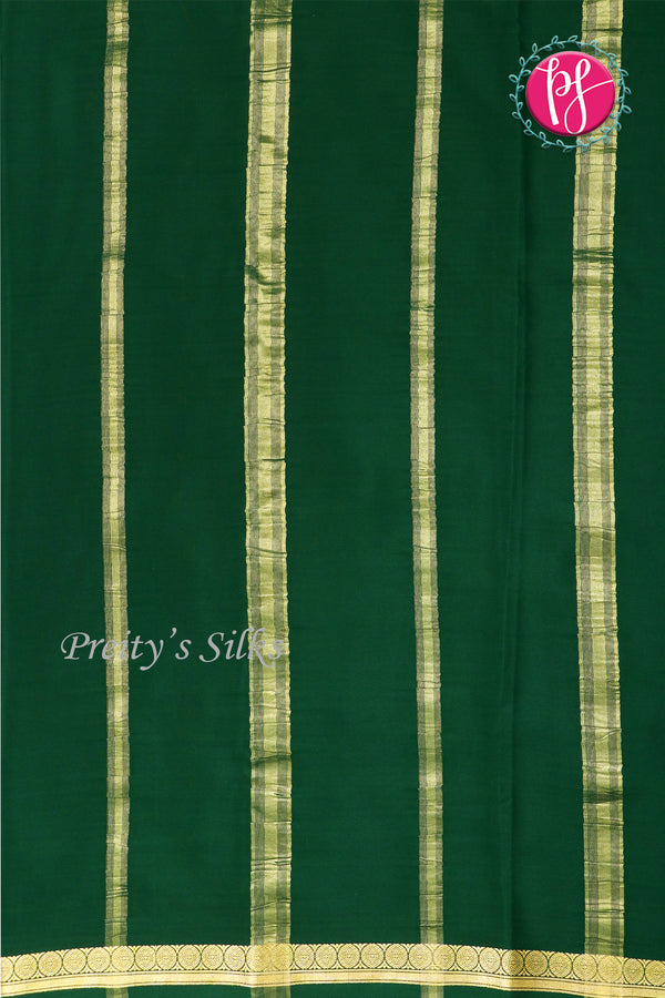 Pure Mysore Crepe Silk Saree -Bottlegreen-PA11134