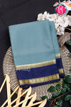Pure Mysore Crepe Silk Saree-Bluishgrey And Navyblue-PA22264