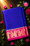 Pure Mysore Crepe Silk Saree -Royalblue And Pink-PA47159