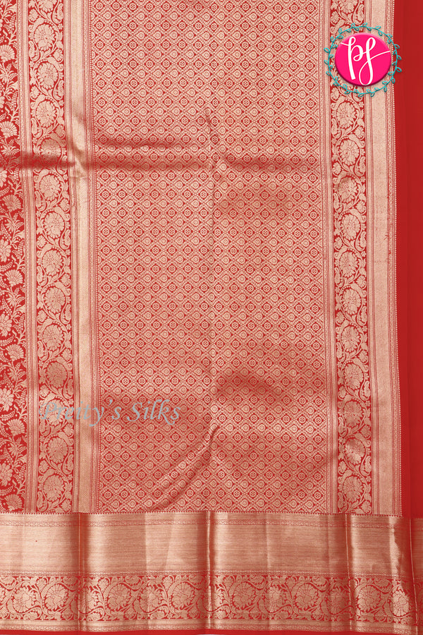 Pure Brocade Kanchipuram Silk Saree-Red-PA24536
