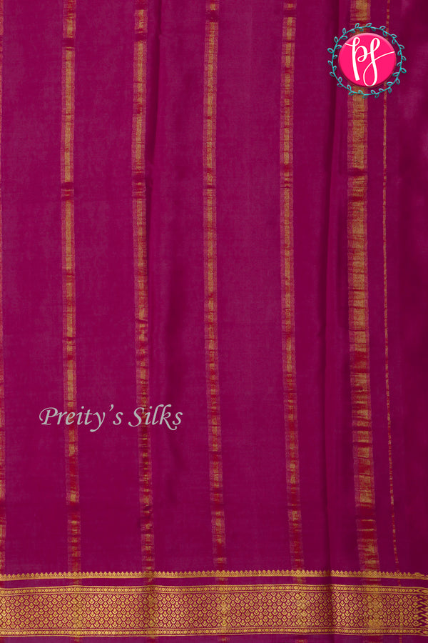 Pure Mysore Crepe Silk Saree-Olive green And Deepmejentapink-PA22355