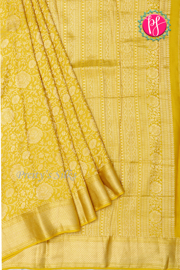PURE KADDI BANARASI GEORGETTE SILK SAREE-Mehandigreen-PA23868