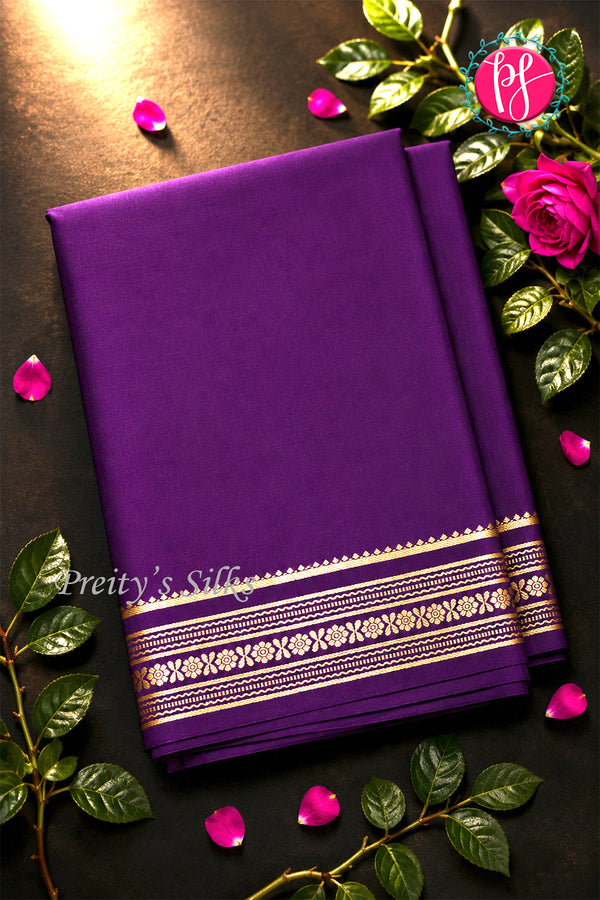 Pure Mysore Crepe Silk Saree -Purple-PF46924