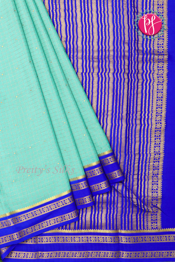 Pure Mysore Crepe Silk Saree -Skyblue And Royalblue-PF86103
