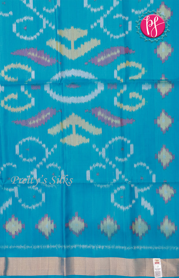 Pure Pochampally Soft Silk saree- Purple - Sky Blue-PF38080