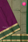 Half Pure Kanchipuram Silk Saree-Dark Plum And Bottle Green-PA25832