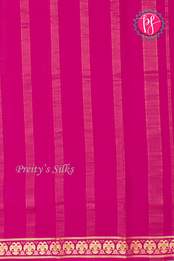 Pure Mysore Crepe Silk Saree-Gandaberunda Border-Pink-PA20598
