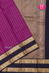 Half Pure Kanchipuram Silk Saree-Dark Magenta And Black- PA25960