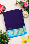 Pure Mysore Crepe Silk Saree-Contrast-Navyblue And Skyblue-PA19804