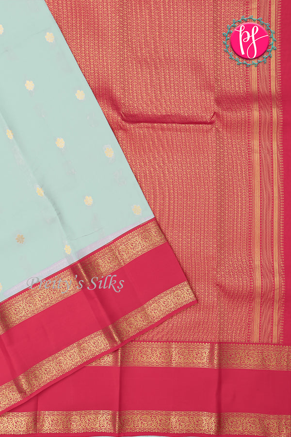Half Pure Kanchipuram Silk Saree-Light Pastel Green And Red-PA25832