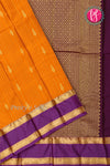 Semi Pure Kanchipuram Silk Saree-Mustard yellow And Purple-PF55938