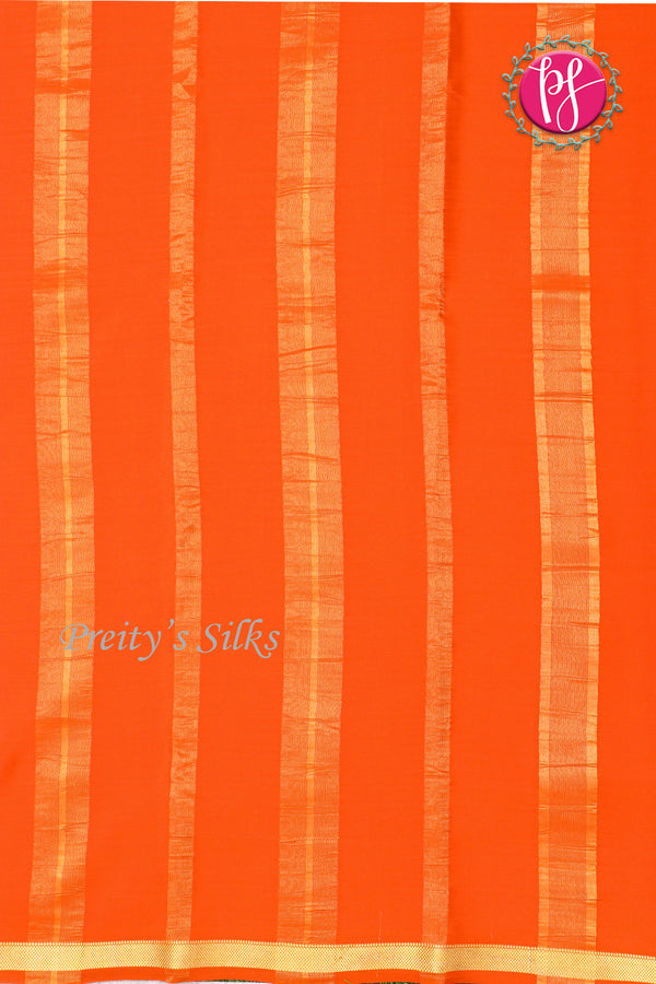 Pure Mysore Crepe Silk Saree (With singlechecks) -Orange-PA10730