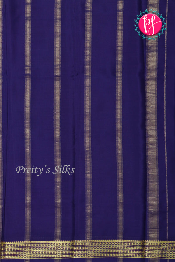 Pure Mysore Crepe Silk Saree-Dep wine And Navyblue-PA22237