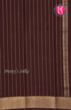Pure Mysore Crepe Silk saree-Half And Half Pattern-Orange And Chocolatebrown-PF60734
