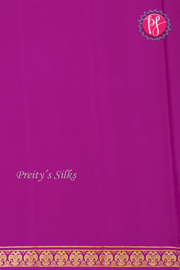 Pure Mysore Crepe Silk Saree-Gandaberunda Border-Lime Green And Purple-PA19895