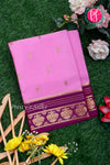 Pure Mysore Crepe Silk Saree-Babypink And WinePeacock border -PA26542