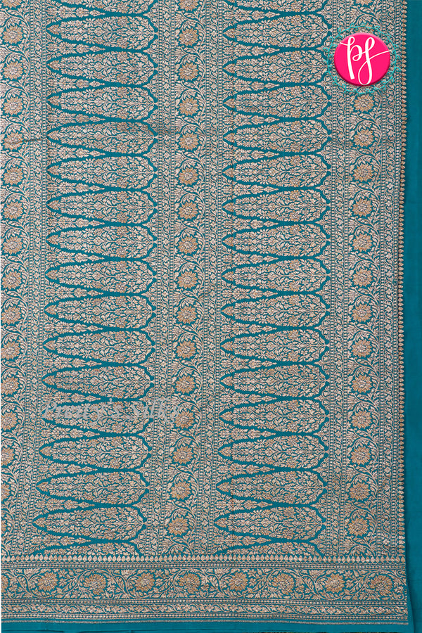 Pure Banarasi Crepe Silk Saree-DeepTealblue-PA22100