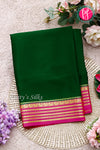 Pure Mysore Crepe Silk Saree-Bottlegreen And Pink-PA28717