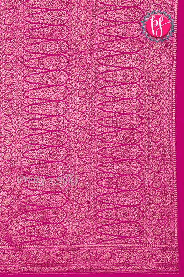 Pure Banarasi crepe silk Saree-RaniPink-PA22100