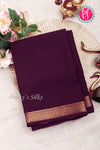 Pure Mysore Crepe Silk Saree-Deepwine-PA33565