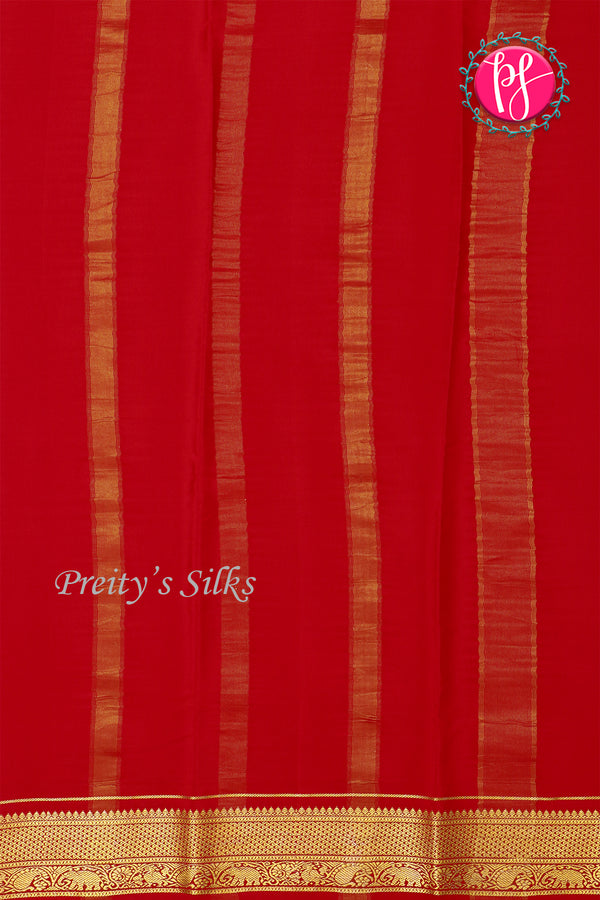 Pure Mysore Crepe Silk Saree-Red-PF20850