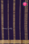 Pure Mysore Crepe Silk Saree -Pink with Navy Blue-PF79511