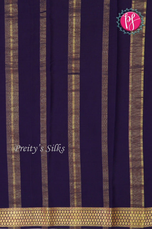 Pure Mysore Crepe Silk Saree -Pink with Navy Blue-PF79511