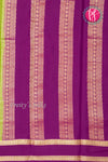 Pure Mysore Crepe Silk Saree -Green And Purple-PF86048