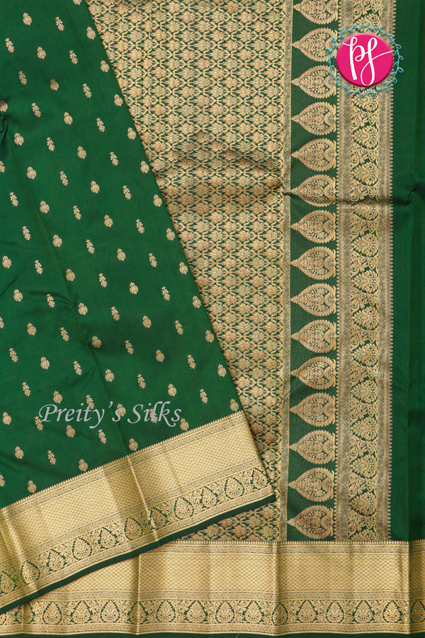 Pure Kanchipuram Silk Saree-Bottle Green-PA04339