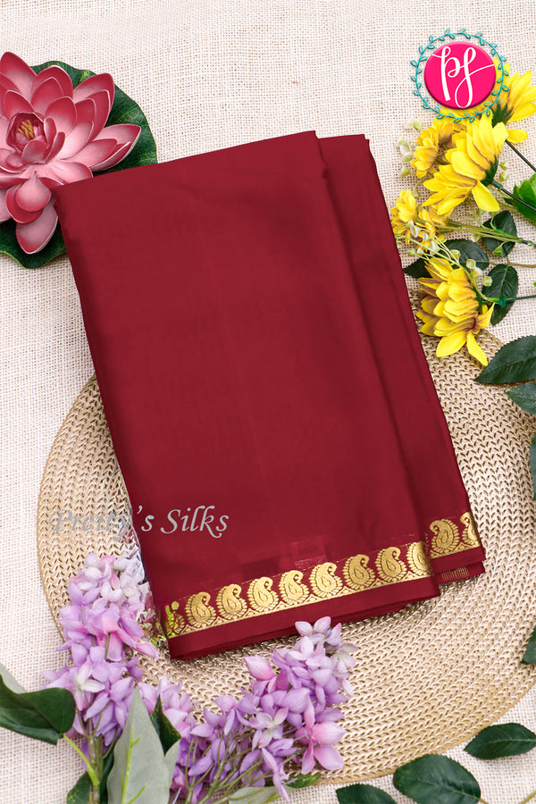 Pure Mysore Crepe Silk Saree-Marron-PA21766