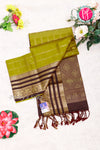 Kanchipuram Soft Silk Saree-Metallicgreen And Deepbrown-PA27210