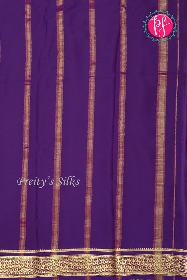 Pure Mysore Crepe Silk Saree-Grey And Purple-PA22355
