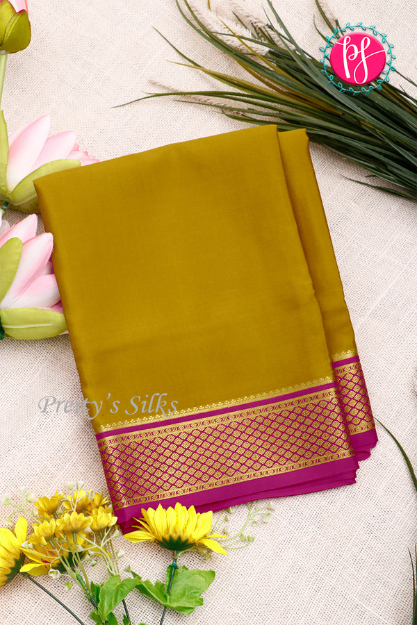 Pure Mysore Crepe Silk Saree-Honey Gold And Pink-PA22389