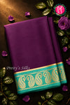 Pure Mysore Crepe Silk Saree -Deeppurple And Dark Cyan-PA47159