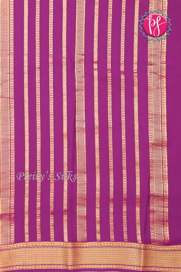 Pure Mysore Crepe Silk Saree -Olivegreen And Purple-PA72866