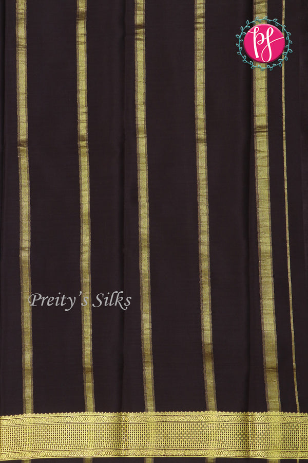 Pure Mysore Crepe Silk Saree-Mustardyellow And Black-PF82729