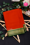 Pure Mysore Crepe Silk Saree-Rustred And Bottlegreen- PA34000